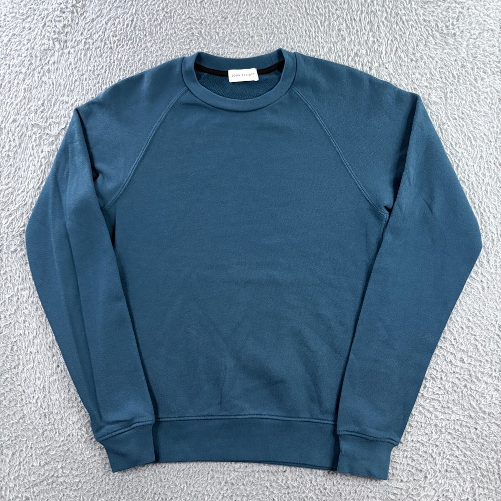 John Elliot‎ Sweatshirt Mens XS, 0 French Terry Pullover Crew Raglan Teal Blue